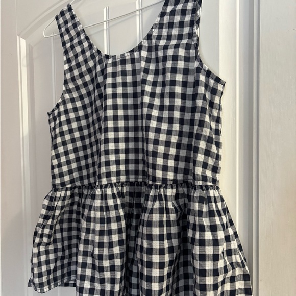 LOFT Navy and White Checkered Peplum Blouse - Picture 3 of 5